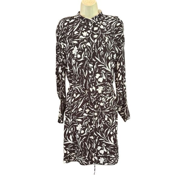 Proenza Schouler Floral Crepe De Chine Dress in Black & White NWT Size 6 - Picture 1 of 5